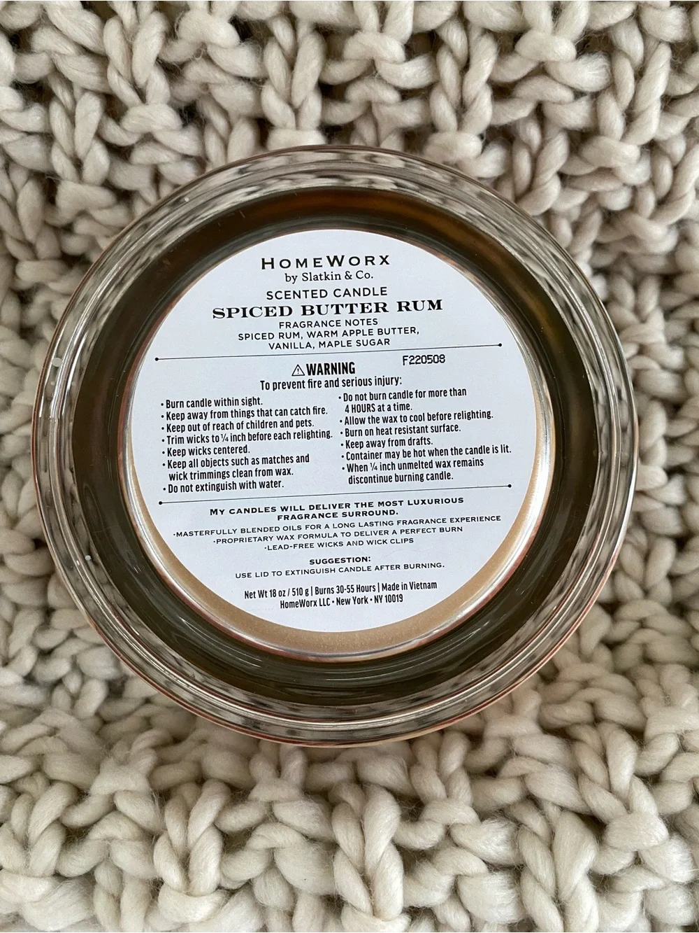 HomeWorx Spiced Butter Rum Scented Candle - Cream